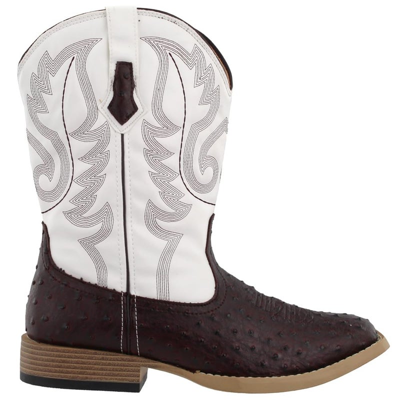 ROPER Mens Bumps Ostrich Square Toe Casual Boots Mid Calf - Brown, White - Size 9.5 D