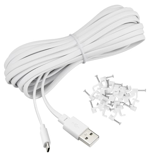 Smays 30 ft Extension Cable for Ring Pan-Tilt Indoor Cam (2024 Release), Long Flat USB C Power Cord White - Image 5