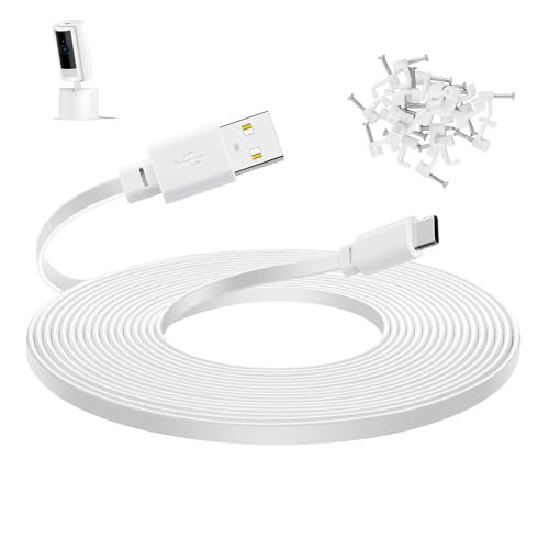 Smays 30 ft Extension Cable for Ring Pan-Tilt Indoor Cam (2024 Release), Long Flat USB C Power Cord White - Image 1