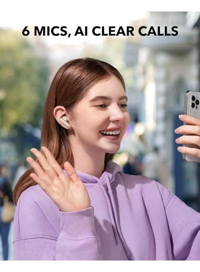 سماعات أذن لاسلكية حقيقية مع عناصر تشغيل 10 ملليمتر لصوت جهير قوي، دعم بلوتوث 5.3، عمر بطارية يصل إلى 30 ساعة، تصنيف مقاومة الماء IPX5، وظيفة مكالمات واضحة بالذكاء الاصطناعي، 22 وضع EQ مسبق قابل للتعديل عبر التطبيق، (أبيض لؤلؤي) - Image 5