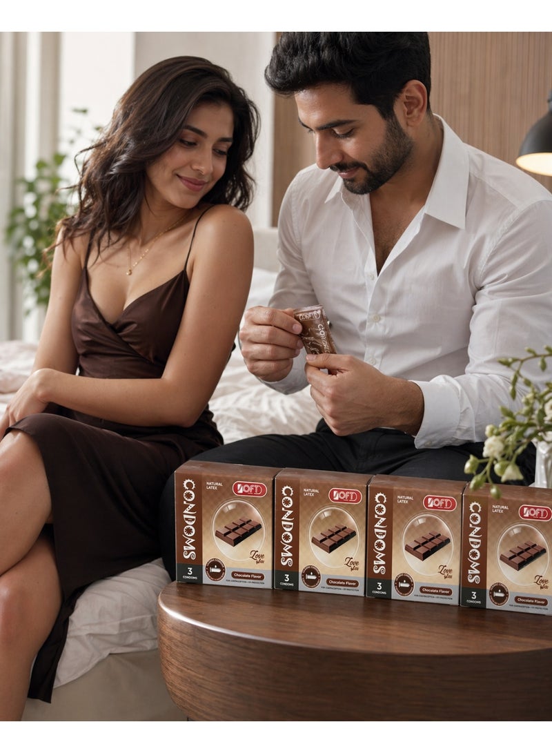 سوفت واقي ذكري بنكهة الشوكولاتة من SOFT Medical – 4 عبوات × 3 قطع، لاتكس طبيعي، كلاسيك مزلق بريميوم، للاستخدام الشخصي للبالغين - Image 4