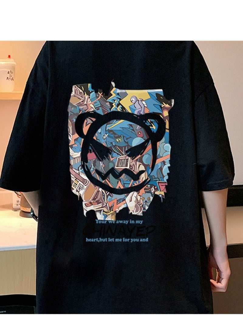 Summer short-sleeved T-shirt couple style personalized pocket T-shirt solid color breathable loose sports round neck top - Image 3