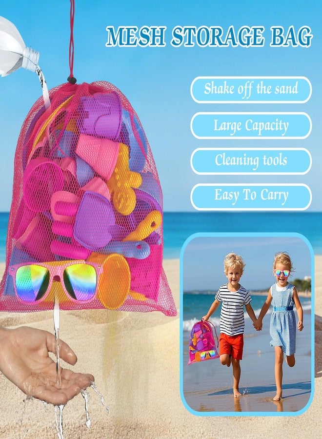 Fegalop 31PCS Beach Toys Set for Girls Kids, Collapsible Sand Bucket and Shovels Set with Watering Can, Ice Cream Cake Sand Molds,Mesh Bag, Outdoor Play Travel Beach Toys for Kids Toddler Boys Girls - Image 4