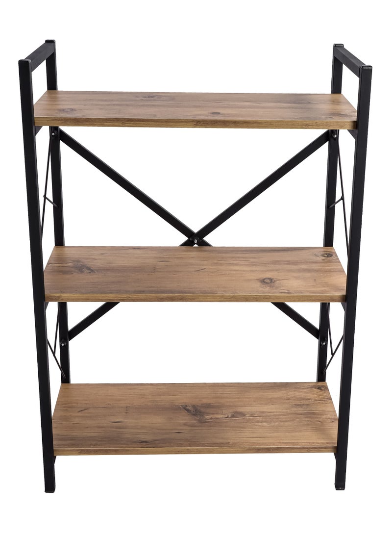 DANTA HOME Corner Coffee Table, Side Table, Bookcase Consisting Of 3 Wood Shelves That Meet All Your Needs - Brown/Black - Image 4