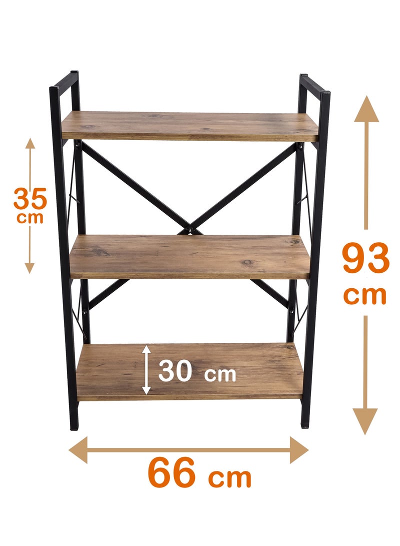 DANTA HOME Corner Coffee Table, Side Table, Bookcase Consisting Of 3 Wood Shelves That Meet All Your Needs - Brown/Black - Image 5