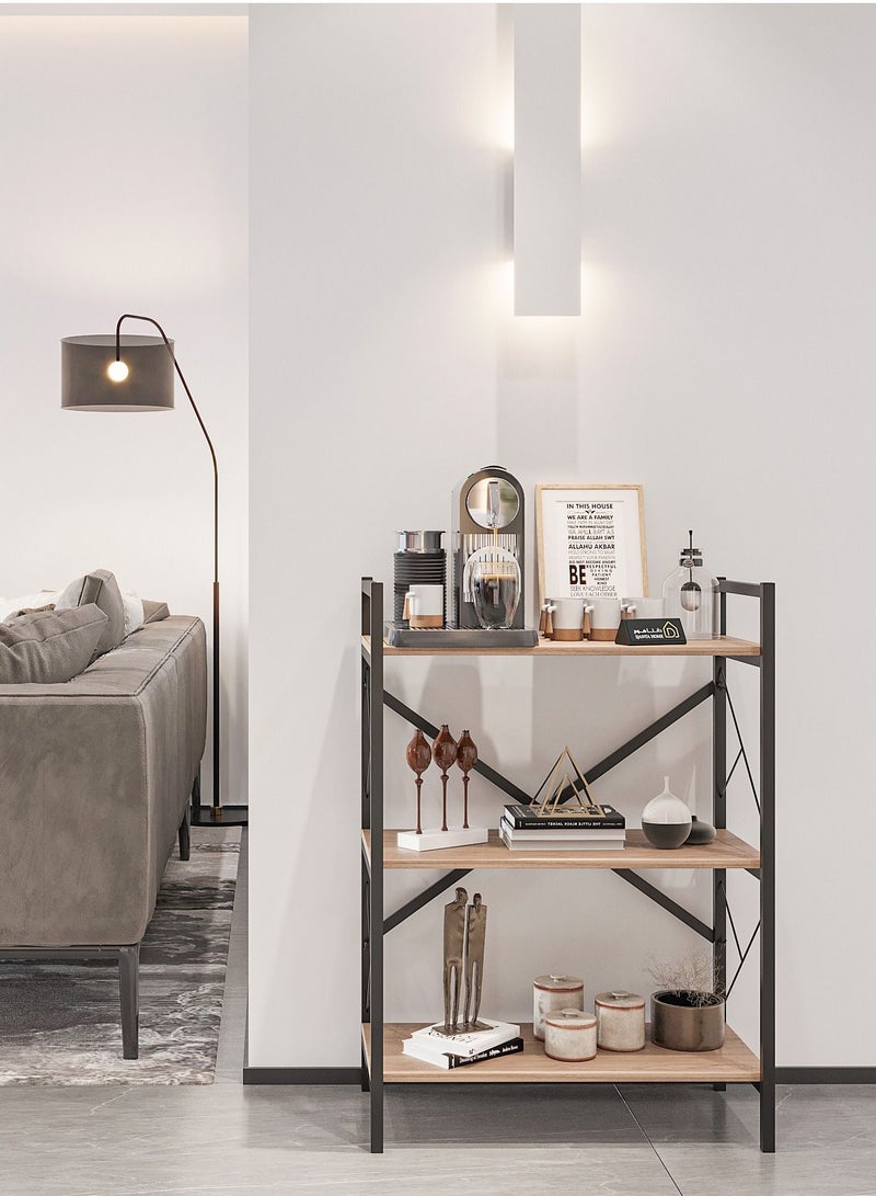 DANTA HOME Corner Coffee Table, Side Table, Bookcase Consisting Of 3 Wood Shelves That Meet All Your Needs - Brown/Black - Image 3