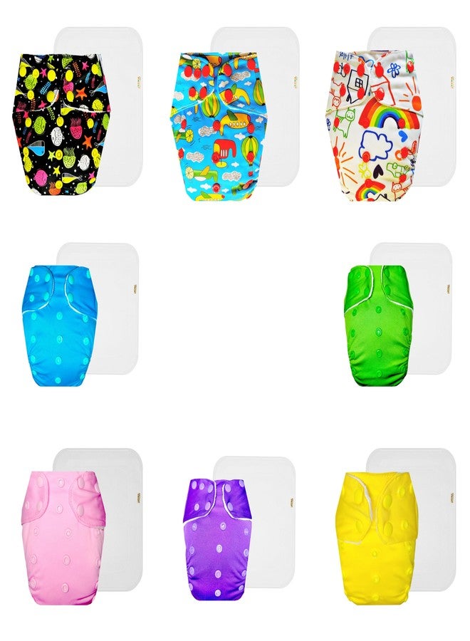 Dumbledo Premium Cloth Diaper with Cotton Insert (Pack of 8) | Snug Fit | Reusable & Washable | Easy to Clean | Ideal for Toddlers | 3 Months - 3 Years | Unisex Baby - Image 1