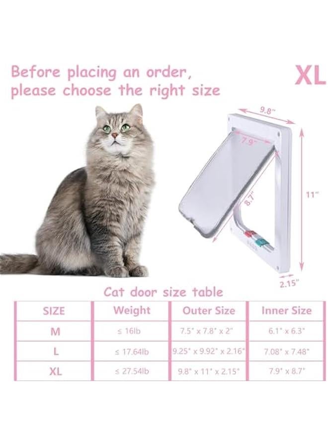 HOOKOR Thin Cat Door for Windows, Pet Doors and Sliding Door, Safety Pet Door with 4 Way Lock, Weatherproof Cat Flap for Thin Door and Wall (XL)  - Image 2