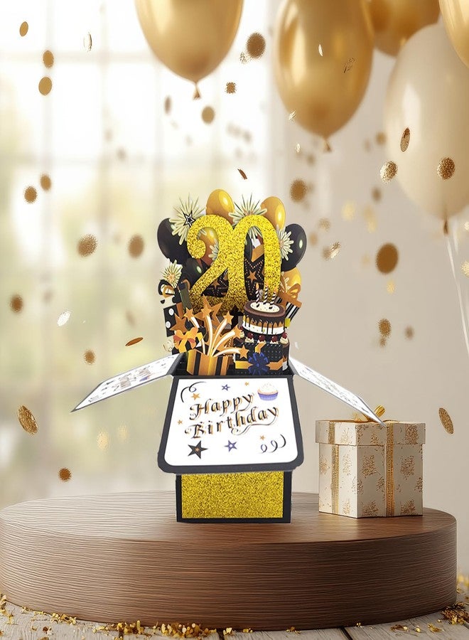 Asmallgf Cool 20th Birthday Pop Up Card for Him Her, Happy 20 Year Old Birthday Gifts for Women Men, 20 Bday Decorations - Image 4