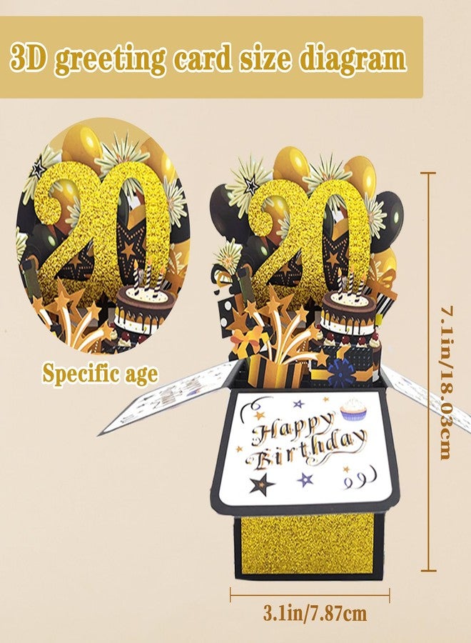 Asmallgf Cool 20th Birthday Pop Up Card for Him Her, Happy 20 Year Old Birthday Gifts for Women Men, 20 Bday Decorations - Image 2