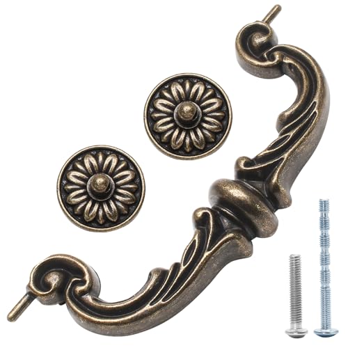 Uenhoy 8 Pack Vintage Drawer Pulls 6 Inch 150mm Hole Center Drop Bail Cabinet Pulls Bronze Bail Handle Drop Pull Handles for Cabinet Dresser Drawer - Image 3