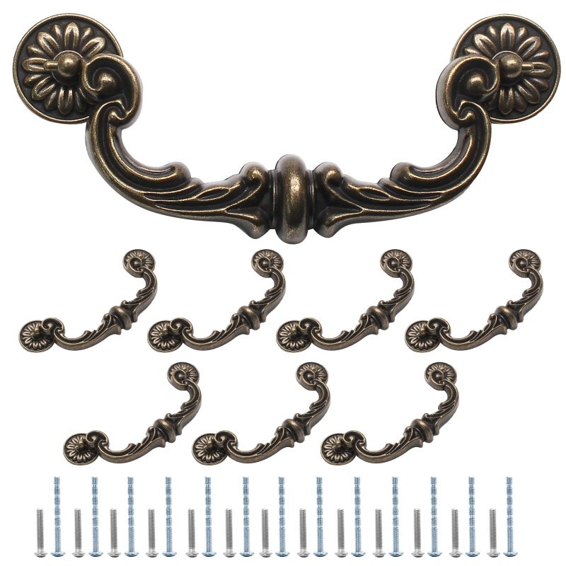 Uenhoy 8 Pack Vintage Drawer Pulls 6 Inch 150mm Hole Center Drop Bail Cabinet Pulls Bronze Bail Handle Drop Pull Handles for Cabinet Dresser Drawer - Image 2