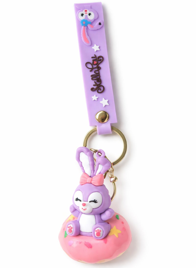 Purple Rabbit Rubber Keychain / Shape 5 - Image 1