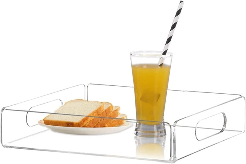 Acrylic Cheese Serving Tray Durable Acrylic Tray with Handles, Breakfast for Easy Organization and Convenient Serving, Transparent 7.9x11.8x2.0in - Image 2
