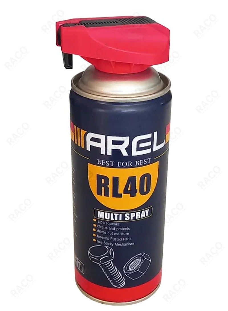 RACO AREL RL40 Multi Spray All-Purpose Lubricant and Cleaner for Home, Garage, and Industrial Use Rust Protection, Grease Removal, and Squeak Reduction 450ml - Image 2