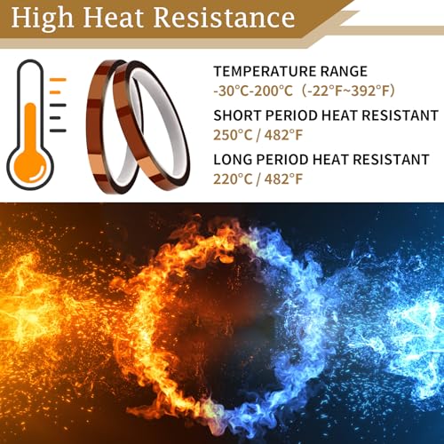 PEASUG Heat Tape, 4 Rolls High Temperature Heat Resistant Tape, Adhesive Heat Tape for Sublimation, Heat Press, Electronics, Soldering, Circuit Board, 10mm x33m(108ft) - Image 4