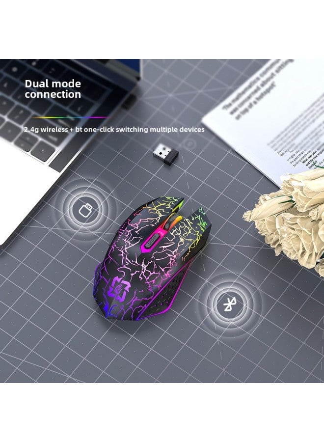 Explosions Wrangler TYPC Charging Wireless Bluetooth Dual-Mode Quiet Office Game Laptop Mouse-Color:Hot Wheels Dual Mode Luminous 2.4g+bluetooth Star Blank - Image 5