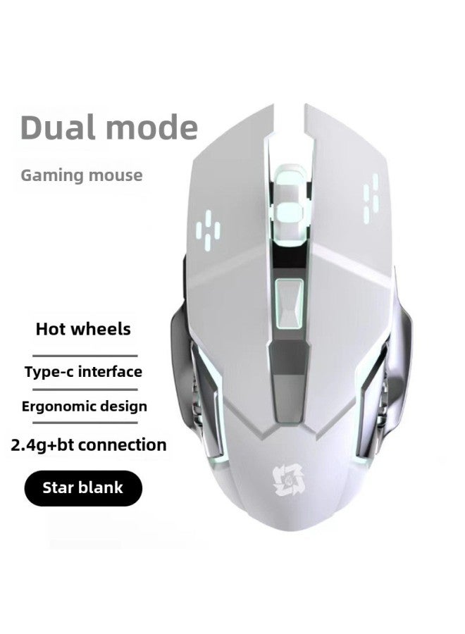 Explosions Wrangler TYPC Charging Wireless Bluetooth Dual-Mode Quiet Office Game Laptop Mouse-Color:Hot Wheels Dual Mode Luminous 2.4g+bluetooth Star Blank - Image 1