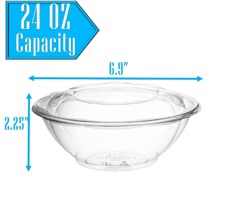 Mr. Miracle Mr Miracle Clear 24 Ounce Plastic Salad Bowls with Snap-On Lids. 50 Pack. Airtight Disposable Salad Containers for Lunch, Meal Prep, Parties. Ideal as Disposable Salad Bowls with Lids - Image 3