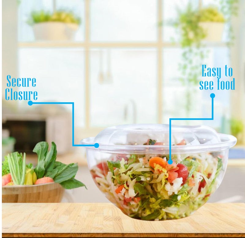 Mr. Miracle Mr Miracle Clear 24 Ounce Plastic Salad Bowls with Snap-On Lids. 50 Pack. Airtight Disposable Salad Containers for Lunch, Meal Prep, Parties. Ideal as Disposable Salad Bowls with Lids - Image 4