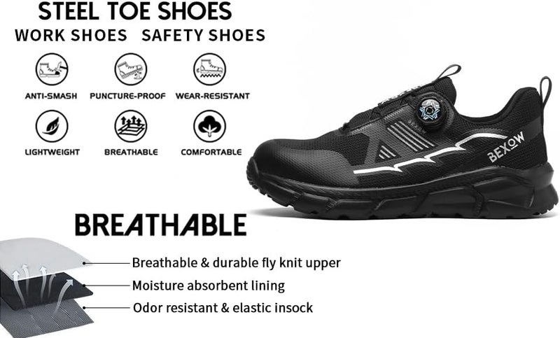 Bexow Premium Safety Shoes Steel Toe Lightweight Work Sneakers Industrial Footwear for Men and Women - Image 4