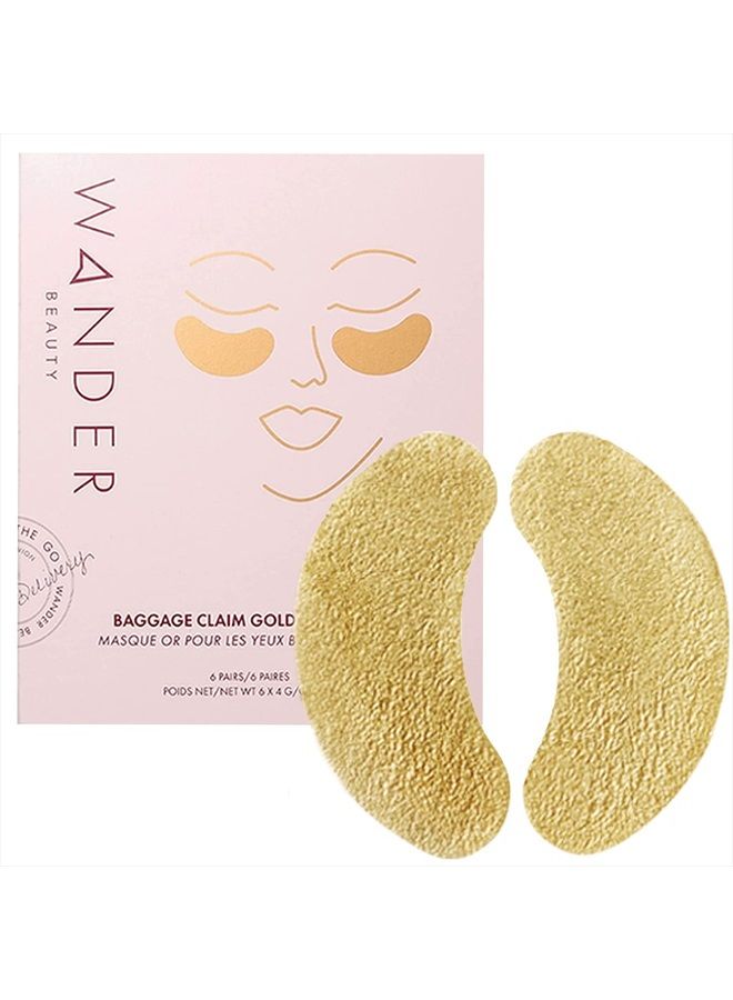 Wander Beauty Baggage Claim - Gold Foil Under Eye Patches For Dark Circles and Puffiness - Under Eye Mask Depuffs & Firms - Brightening Eye Mask for Under Eye Bags (6 Pairs) - Image 1