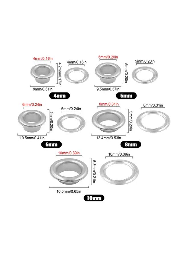 100 Sets 10mm Silvery Eyelets Kit With Press Pliers For Clothing Leather Bags - Image 2