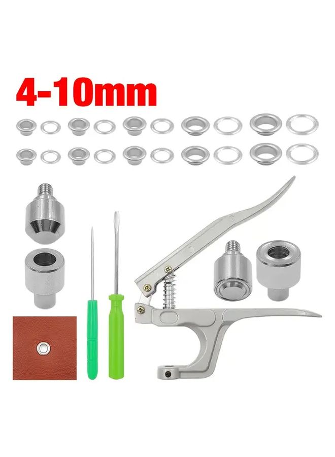 100 Sets 10mm Silvery Eyelets Kit With Press Pliers For Clothing Leather Bags - Image 1