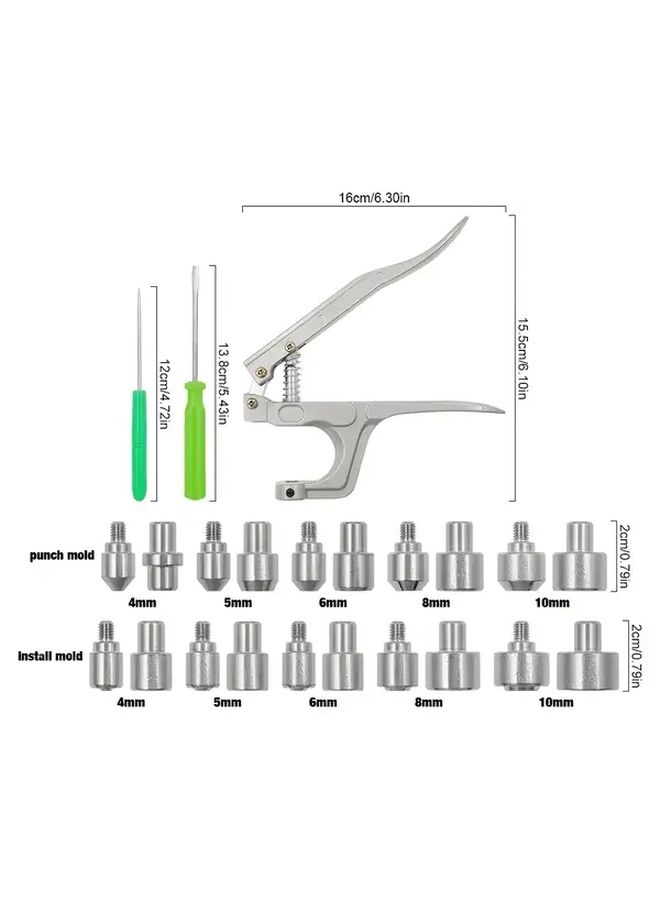 100 Sets 10mm Silvery Eyelets Kit With Press Pliers For Clothing Leather Bags - Image 3