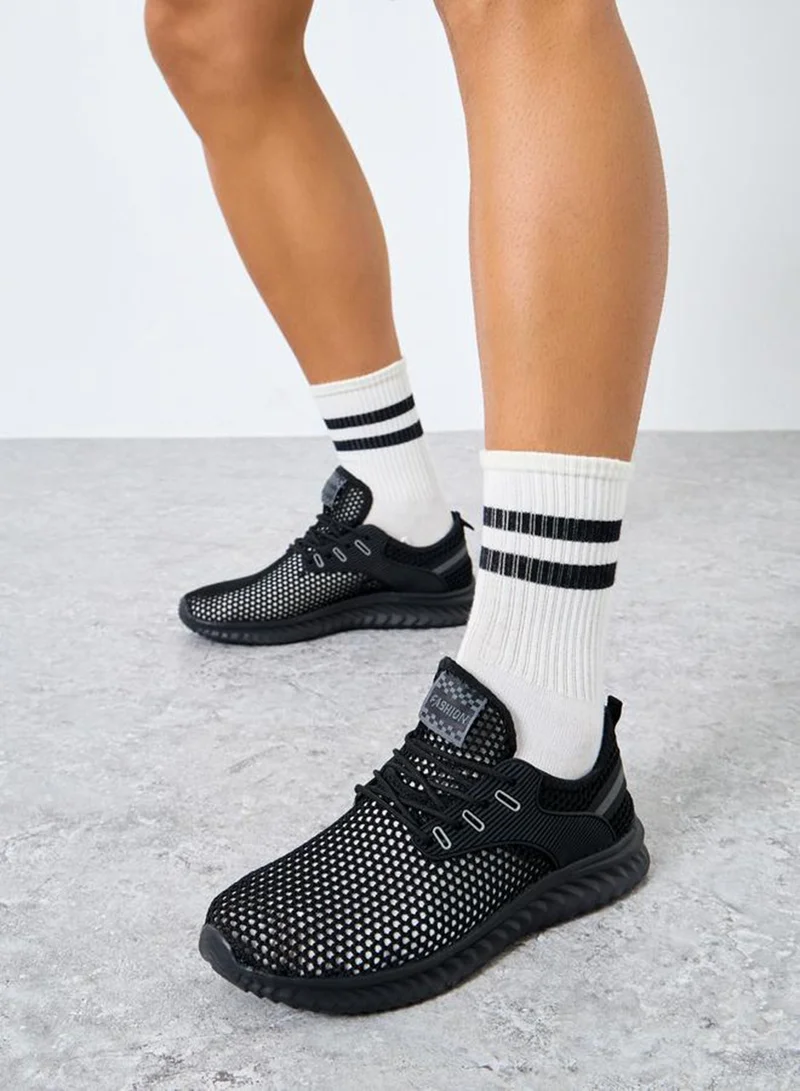 Take Two Textured Lace Up Sneakers