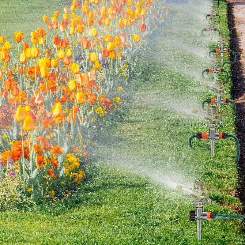 Chengu Zinc Alloy Water Sprinklers for Lawns Yard Sprinklers Heavy Duty Sprinkler Heads Adjustable 360 Degree Watering Impact Sprinklers Pulsating Garden Sprinklers for Large Area Irrigation(4 Set) - Image 5