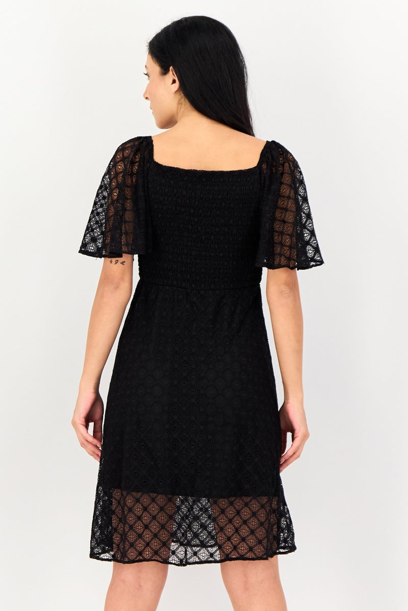 VERO MODA Women Textured Mini Dress, Black - Image 3