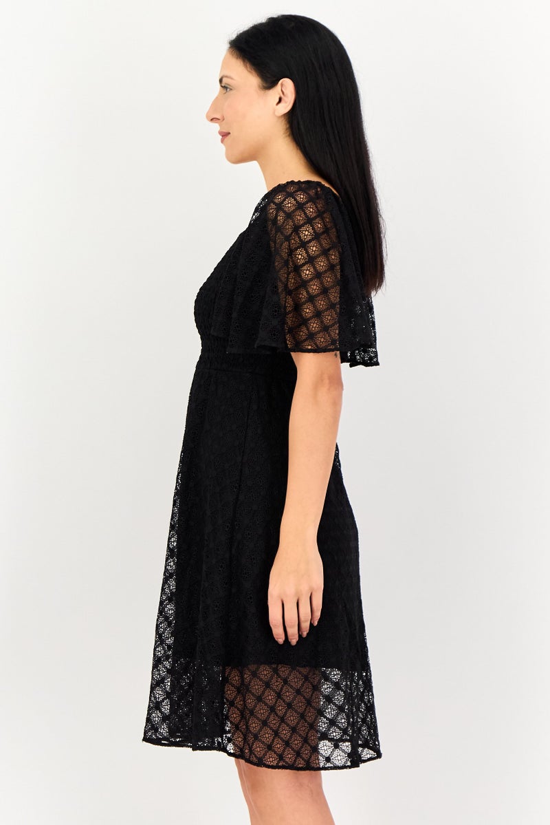 VERO MODA Women Textured Mini Dress, Black - Image 2