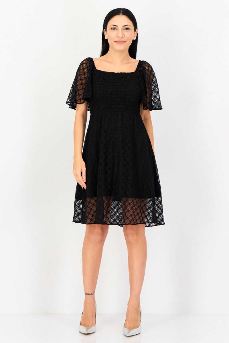 VERO MODA Women Textured Mini Dress, Black - Image 4