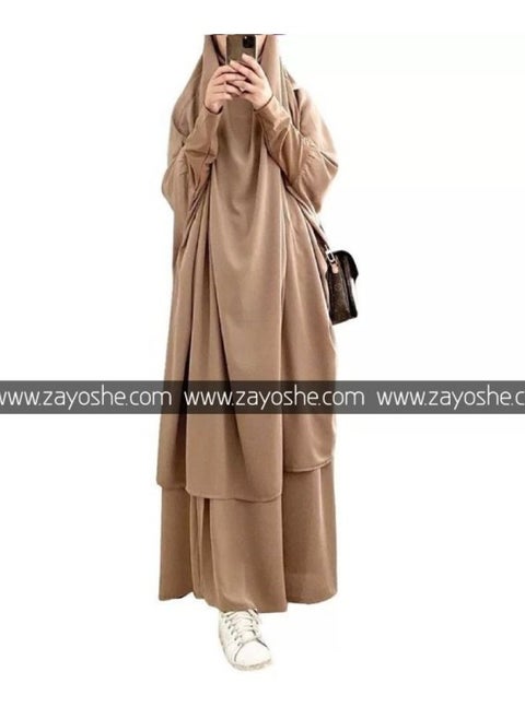 2 Piece Jilbab Zayoshe – Khimar With Skirt – Beige