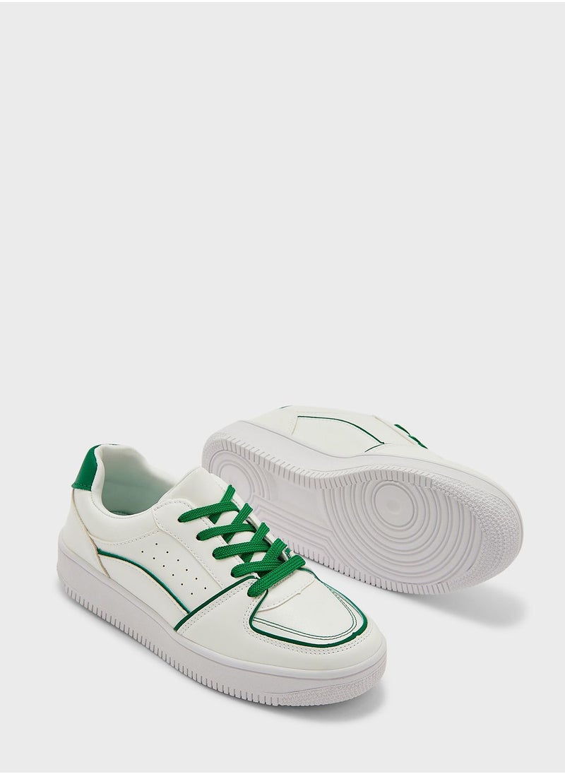 Ginger - Coloured Line Detail Stacked Sole Sneaker - Image 1