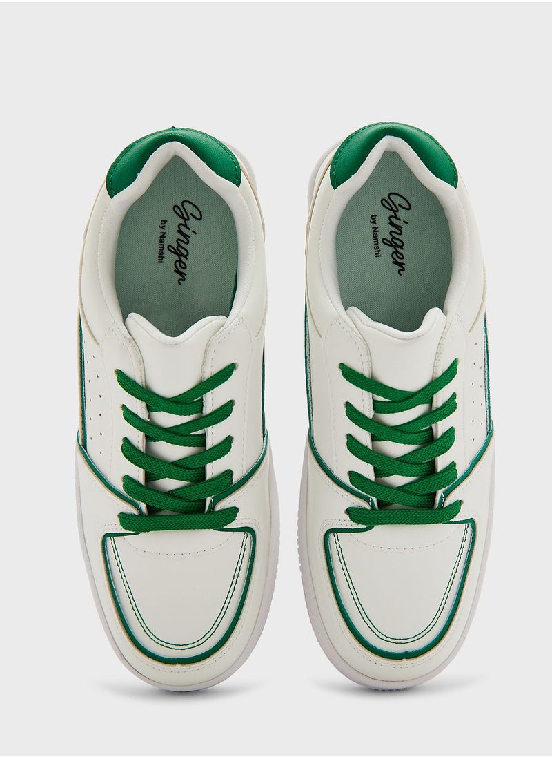 Ginger - Coloured Line Detail Stacked Sole Sneaker - Image 1