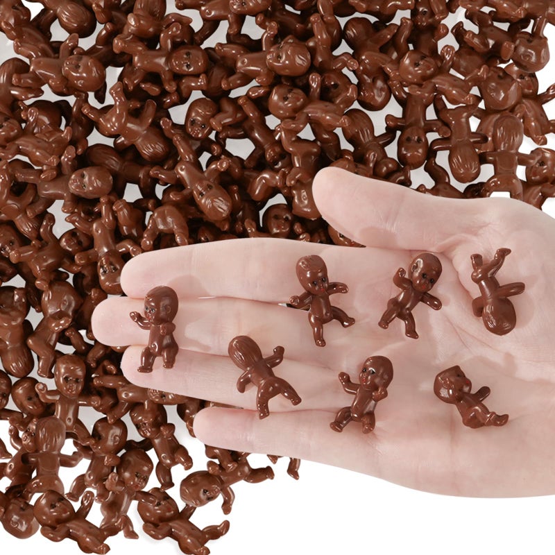 ZZYFGH 60 PCS Plastic Babies for Games, 1 Inch Black Mini Babies Tiny Baby for Shower Game, My Water Broke Ice Cube Game, King Cake Baby for Party Decorations - Image 2