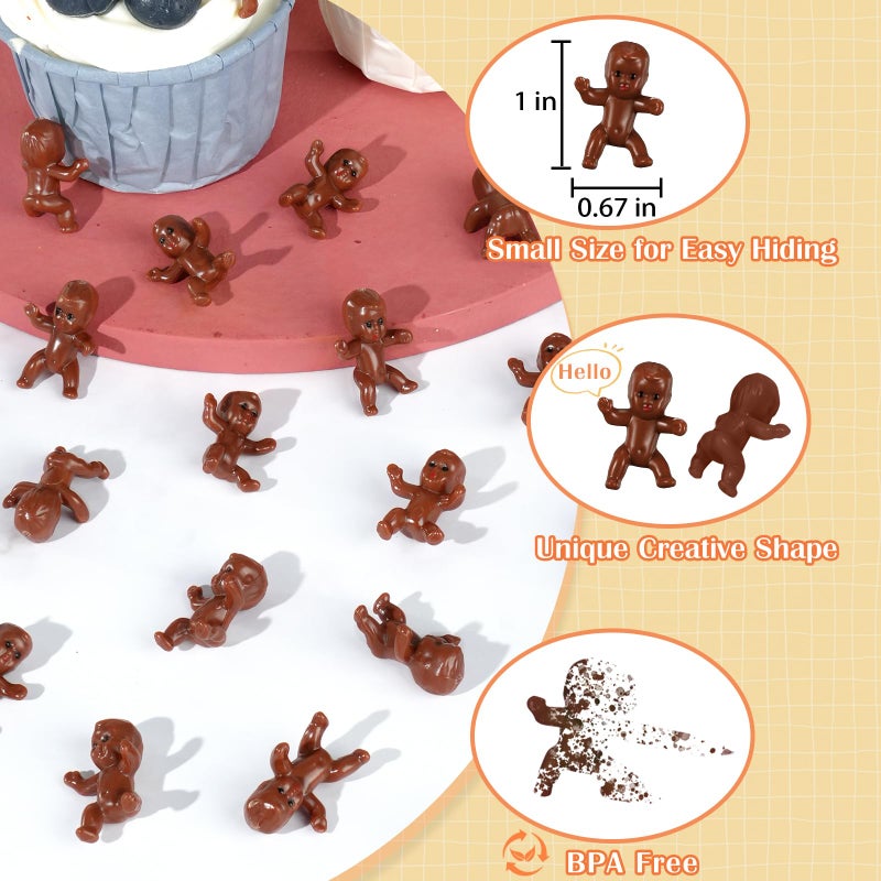 ZZYFGH 60 PCS Plastic Babies for Games, 1 Inch Black Mini Babies Tiny Baby for Shower Game, My Water Broke Ice Cube Game, King Cake Baby for Party Decorations - Image 3