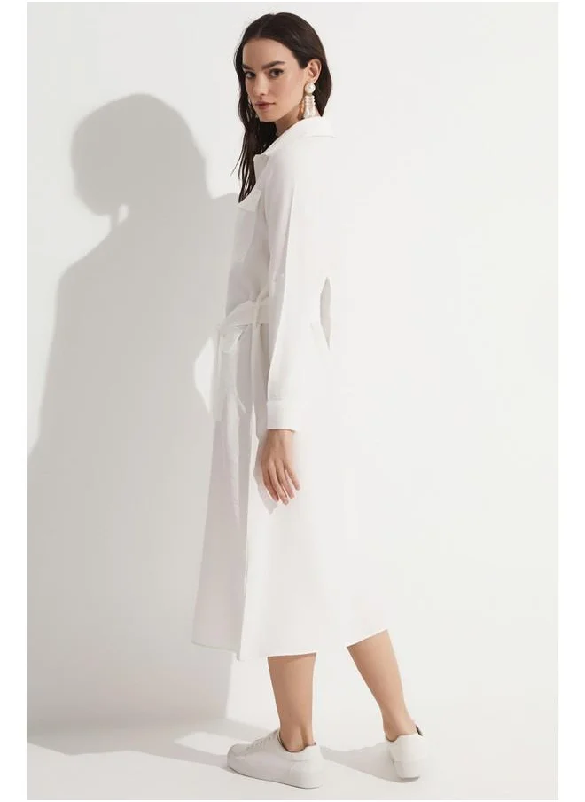 JUNE June Pocket Detailed Maxi Dress White