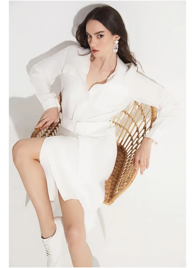 JUNE June Pocket Detailed Maxi Dress White