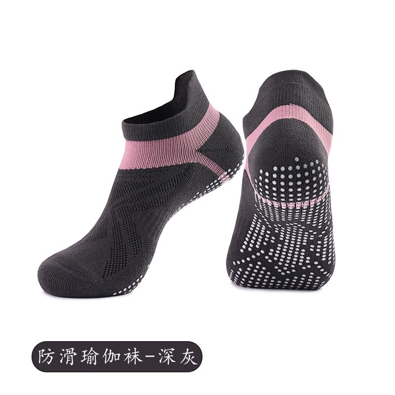 Generic Strap Yoga Socks Non-slip Professional Womens Medium Pilates Socks Short Towel Bottom Fitness Sports Floor Socks X81 dark gray [professional yoga socks] towel bottom