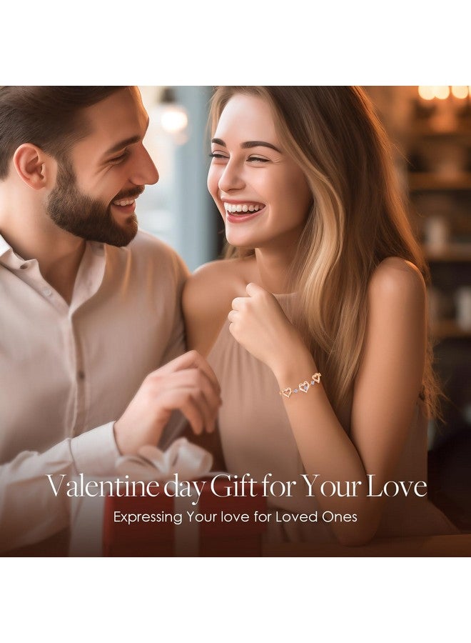 CDE Forever Love Heart Charm Link Bracelet For Women Rose Gold Plated Brass Birthstone Bracelet Anniversary Birthday Valentine'S Day Jewelry Gifts For Women Wife Her Girlfriend - Image 2
