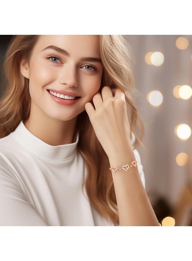 CDE Forever Love Heart Charm Link Bracelet For Women Rose Gold Plated Brass Birthstone Bracelet Anniversary Birthday Valentine'S Day Jewelry Gifts For Women Wife Her Girlfriend - Image 4