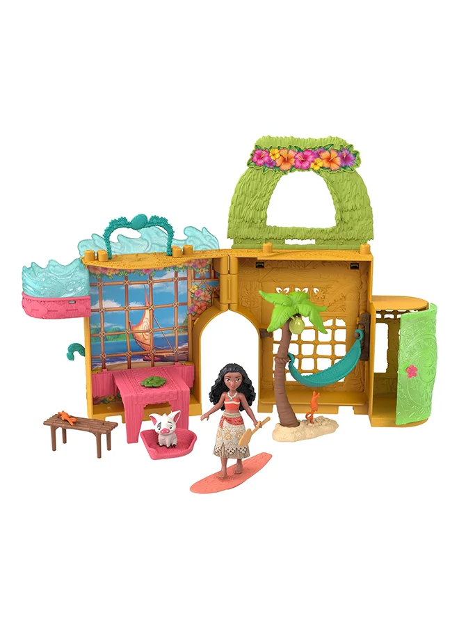 ديزني Princess Moana Storytime Stackers Doll House with Moana Small Doll, 1 Animal Friend & 9 Accessories, Inspired by Disney Movie