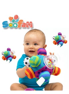 Soofam Infants Colorful Fabric Clutching Ball for Babies, Infants Sensory Ball With Rattle Activity Centers toy  - Image 4
