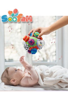 Soofam Infants Colorful Fabric Clutching Ball for Babies, Infants Sensory Ball With Rattle Activity Centers toy  - Image 1