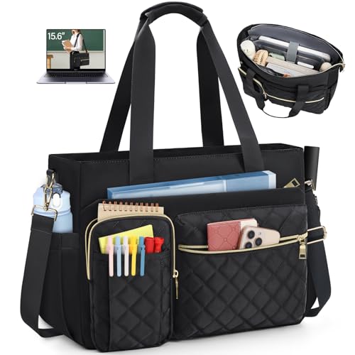 SDYSM Teacher Tote Bag 156 inch Laptop Bag Work Bags for Women Nurse Tote Professional Computer Messenger Shoulder Bags Laptop Briefcase for Office College Nursing Black - Image 1
