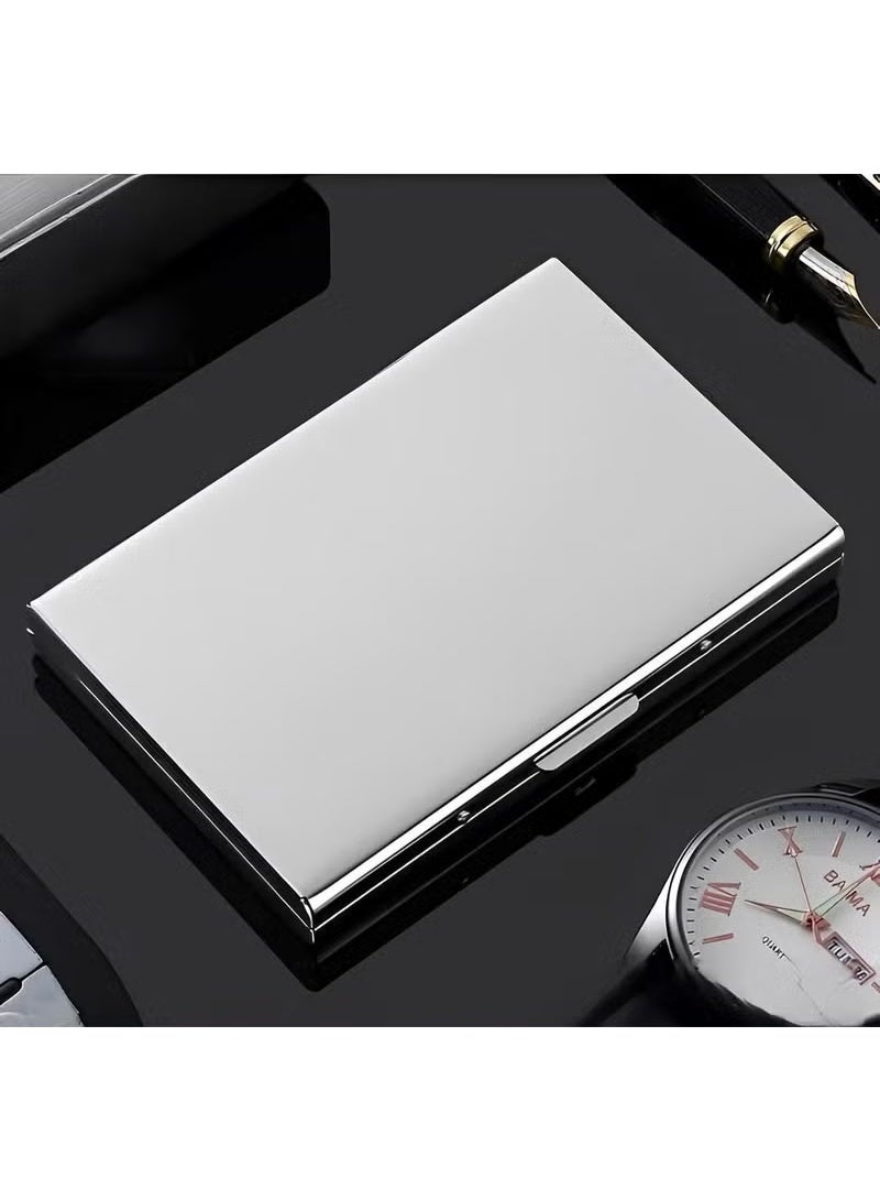 محفظة بطاقات معدنية رفيعة للغاية من الفولاذ المقاوم للصدأ، مزودة بخاصية حجب تحديد الهوية بموجات الراديو (RFID)، أفضل حافظة بطاقات للرجال والنساء. - Image 1