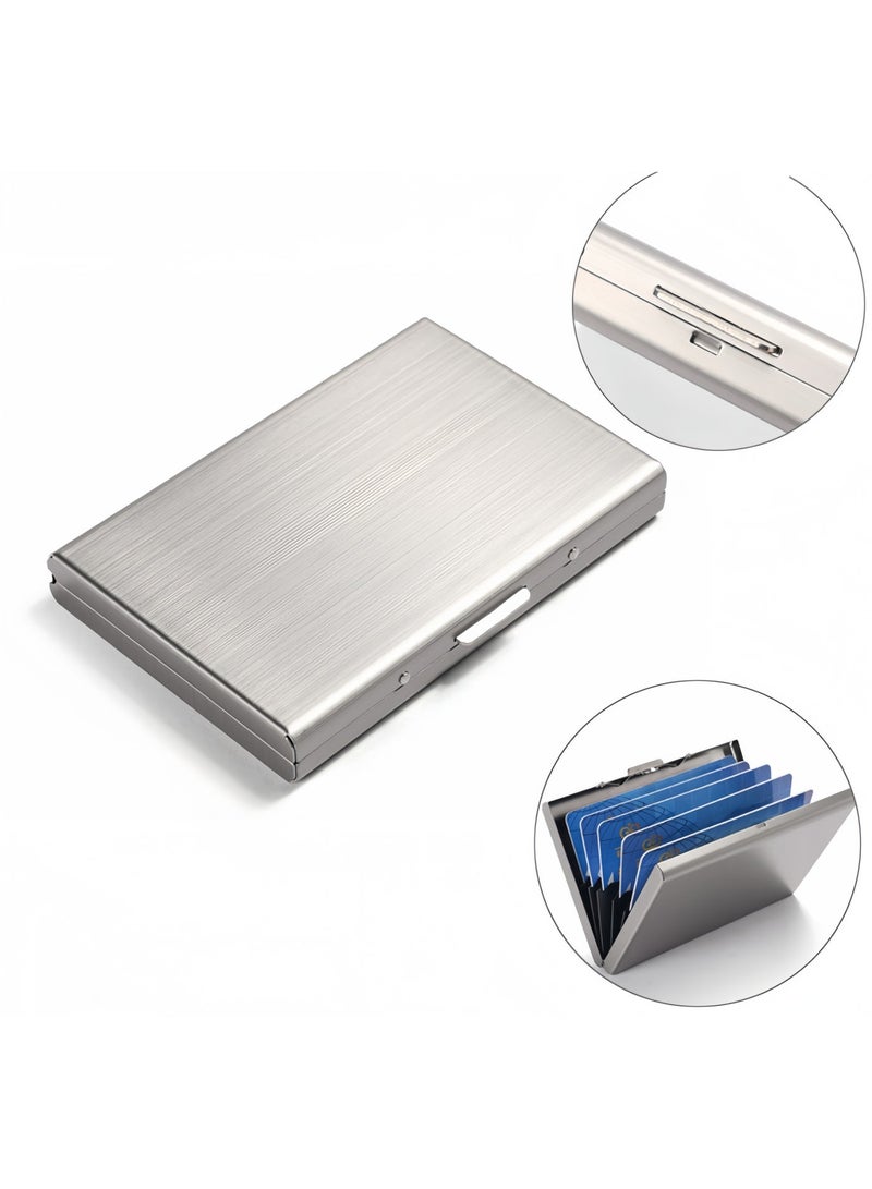 محفظة بطاقات معدنية رفيعة للغاية من الفولاذ المقاوم للصدأ، مزودة بخاصية حجب تحديد الهوية بموجات الراديو (RFID)، أفضل حافظة بطاقات للرجال والنساء. - Image 3